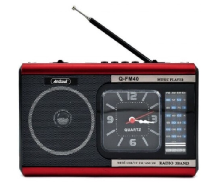 Radio MP3 portabil Q FM40 cu ceas alimentare pe baterii